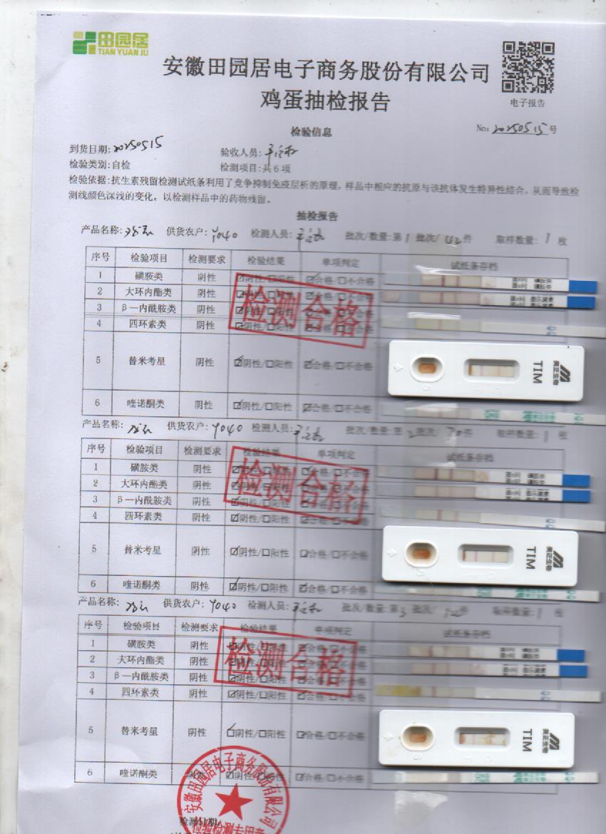 2025年5月15号鲜鸡蛋检测报告