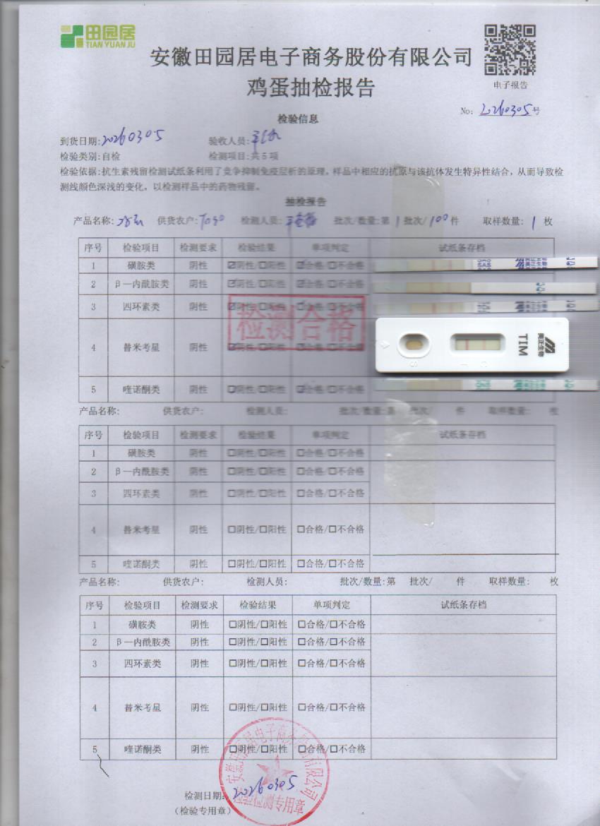 2026年3月5号鲜鸡蛋检测报告
