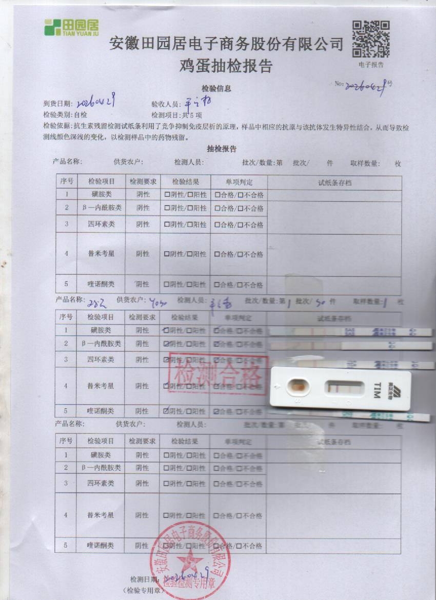 2026年4月29号鲜鸡蛋检测报告